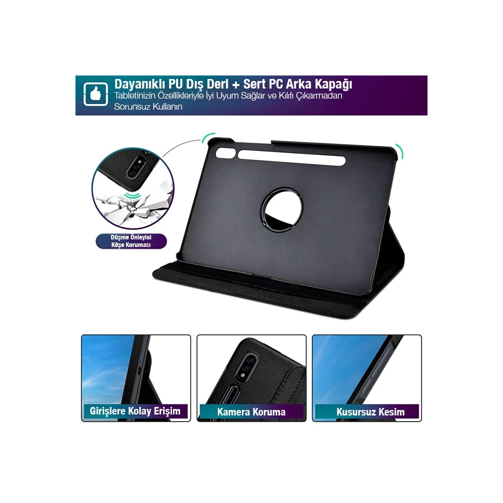 SM Galaxy Tab S8 2022 11.0 (X700-X706) 360 Derece Döner Standlı Kılıf