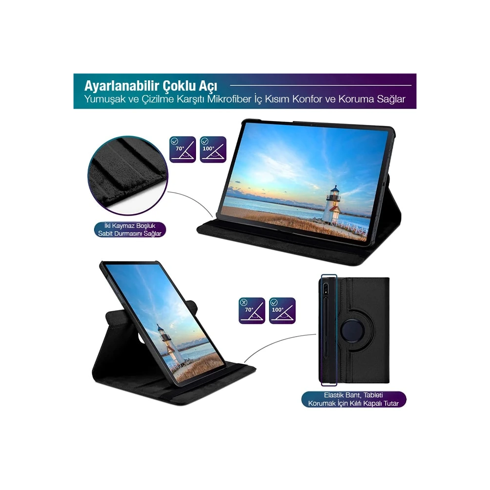 SM Galaxy Tab S8 2022 11.0 (X700-X706) 360 Derece Döner Standlı Kılıf