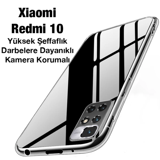 Ally Xiaomi Redmi 10 Kılıf Kamera Korumalı Ultra İnce Şeffaf Silikon K
