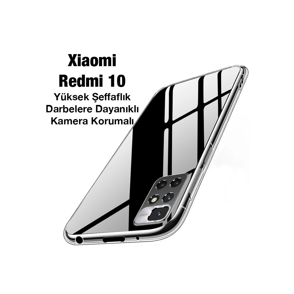 Ally Xiaomi Redmi 10 Kılıf Kamera Korumalı Ultra İnce Şeffaf Silikon K