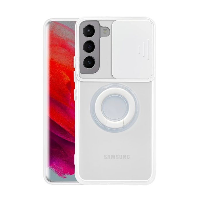 SM Galaxy S21 Plus - S30 Plus Kılıf Sürgülü Kamera Lens Korumalı Yüzük