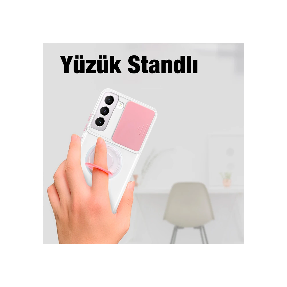 SM Galaxy S21 Plus - S30 Plus Kılıf Sürgülü Kamera Lens Korumalı Yüzük