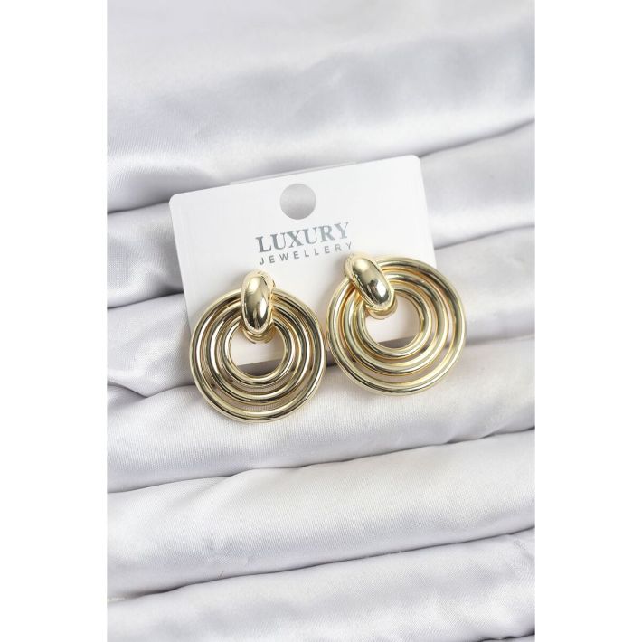 Gold Renk Pirinç Vintage Kadın Küpe