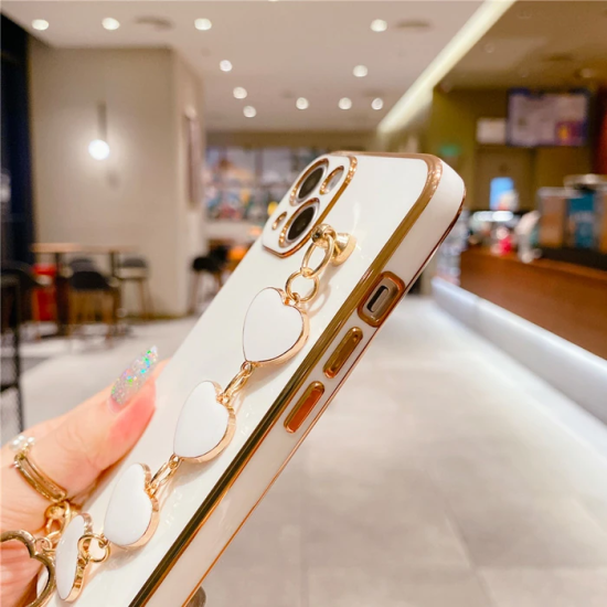 Ally iPhone 13 Mini 5.4inç Kılıf Kalp Bileklik Tutuculu Lüx Silikon As