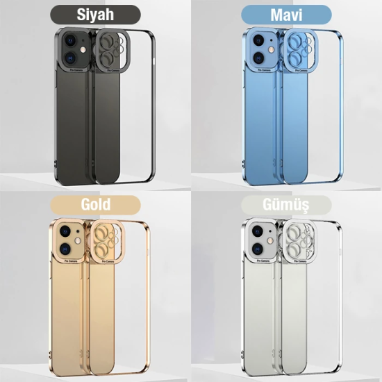 ALLY Fashion Series iPhone 12 6.1inç Kılıf Renkli Kenar Lazer Çerçevel