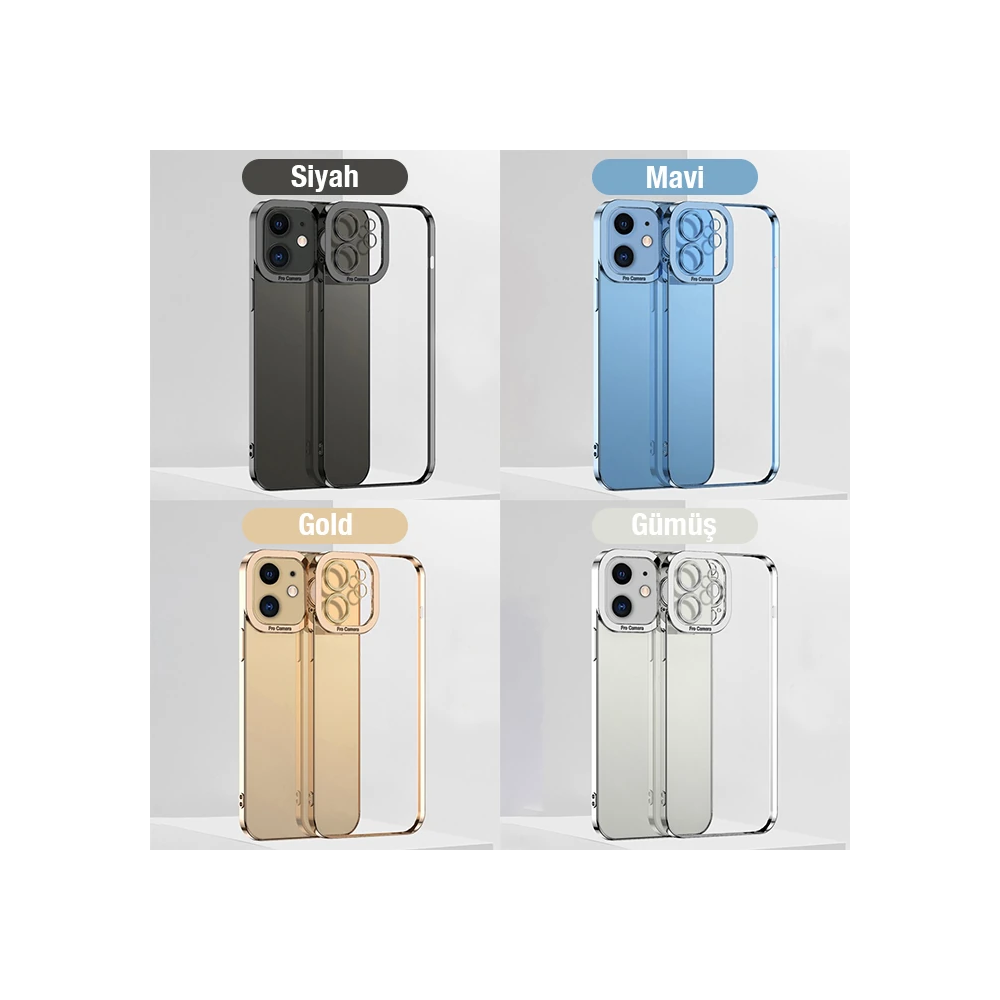 ALLY Fashion Series iPhone 12 6.1inç Kılıf Renkli Kenar Lazer Çerçevel