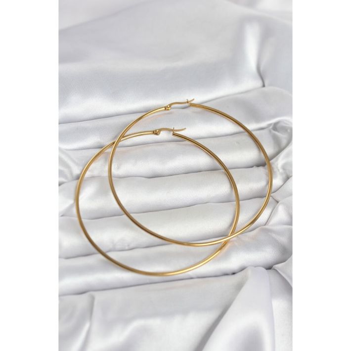 316L Çelik Gold Renk 80 mm Kadın Halka Küpe
