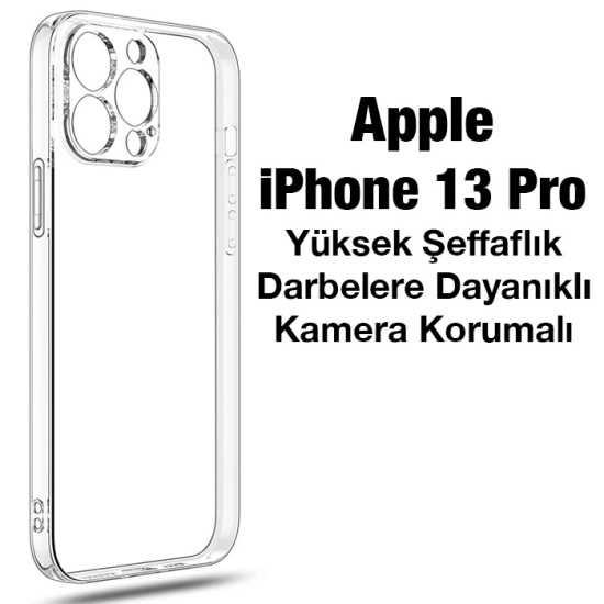 Ally Space iPhone 13 Pro 6.1inç Kamera Korumalı Premium Silikon Şeffaf