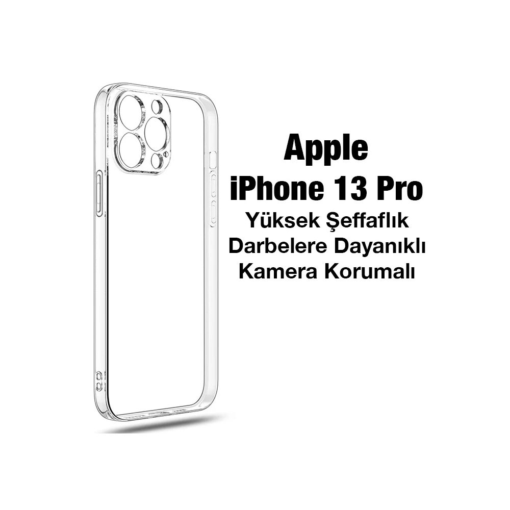 Ally Space iPhone 13 Pro 6.1inç Kamera Korumalı Premium Silikon Şeffaf