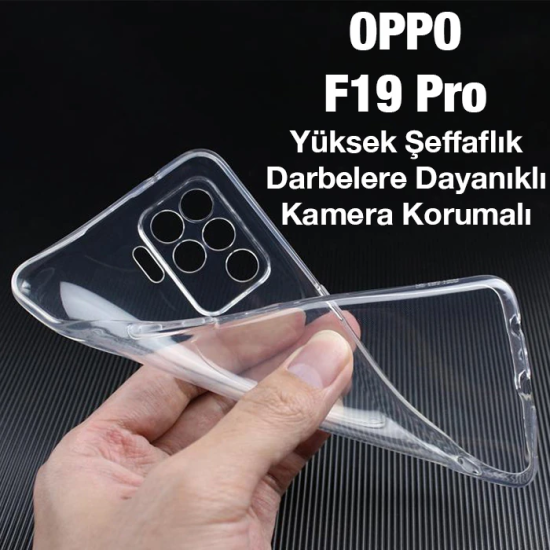 Ally OPPO F19 Pro Kılıf Kamera Korumalı Ultra İnce Şeffaf Silikon Kılı
