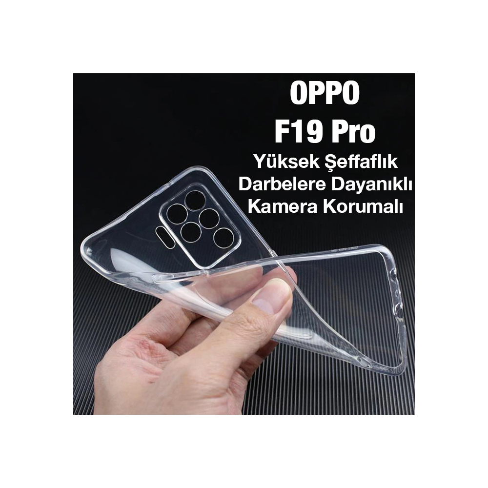 Ally OPPO F19 Pro Kılıf Kamera Korumalı Ultra İnce Şeffaf Silikon Kılı