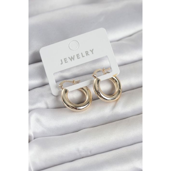 Gold Renk Pirinç Halka 20 mm Kadın Küpe