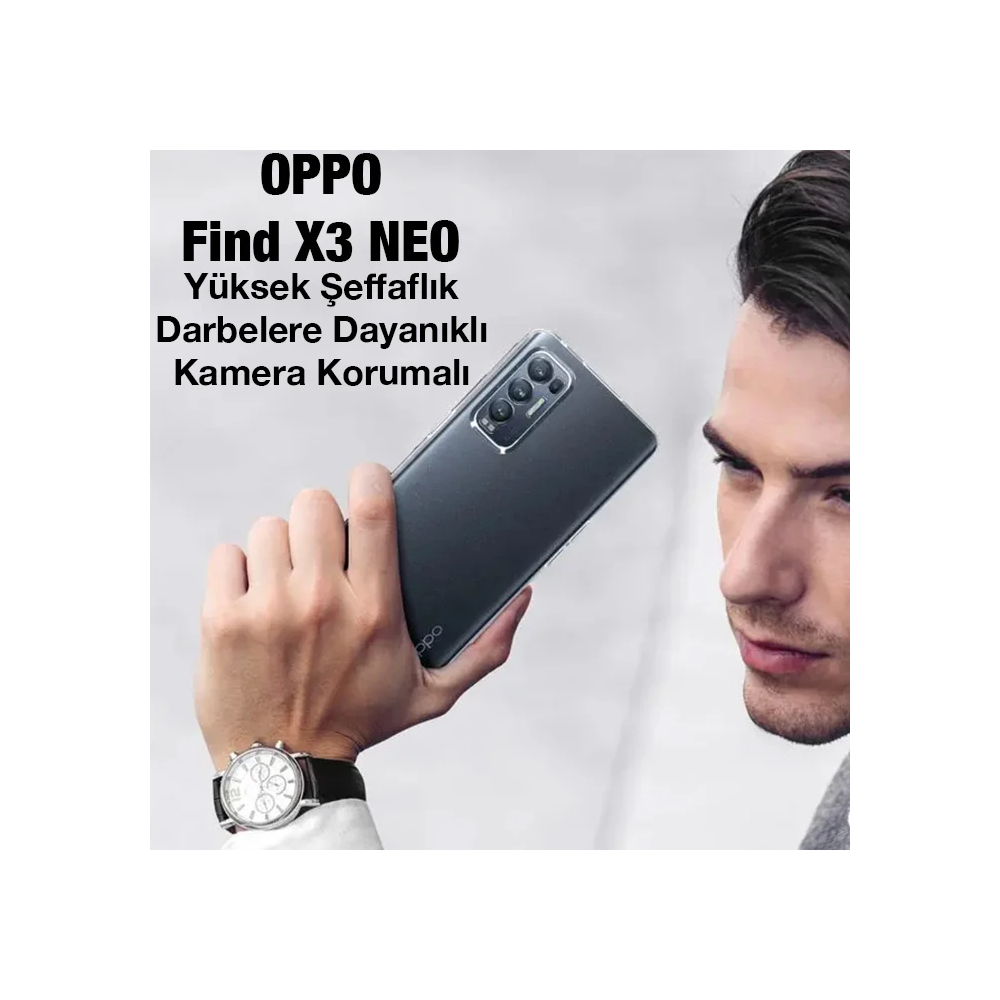 Ally OPPO Find X3 NEO Kılıf Kamera Korumalı Ultra İnce Şeffaf Silikon 