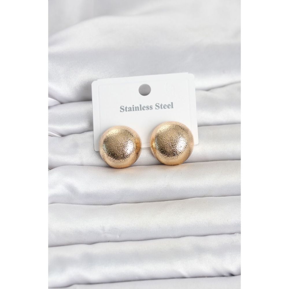 316L Çelik Gold Renk Top Model Kadın Küpe