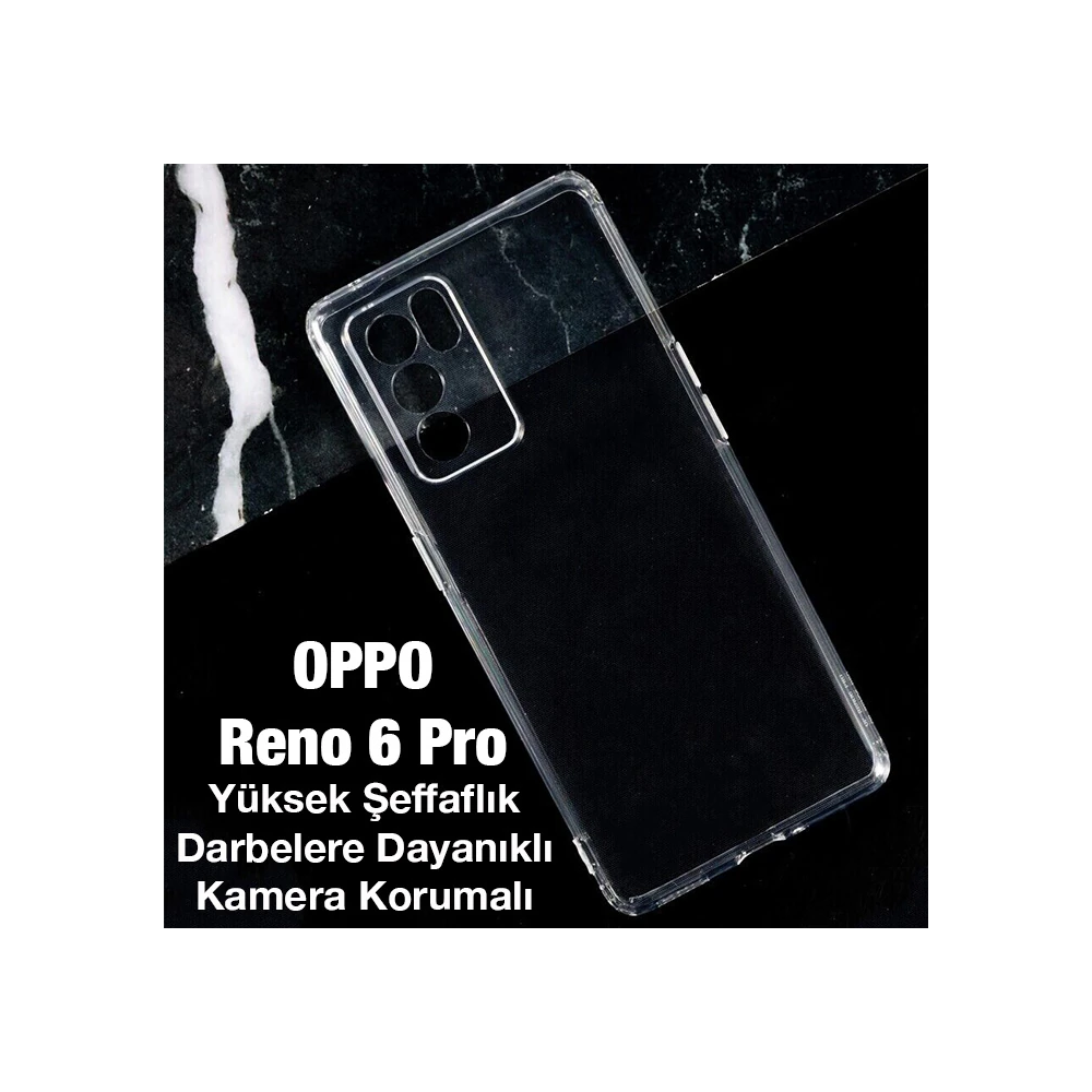 OPPO Reno 6 Pro Kılıf Kamera Korumalı Ultra İnce Şeffaf Silikon Kılıf