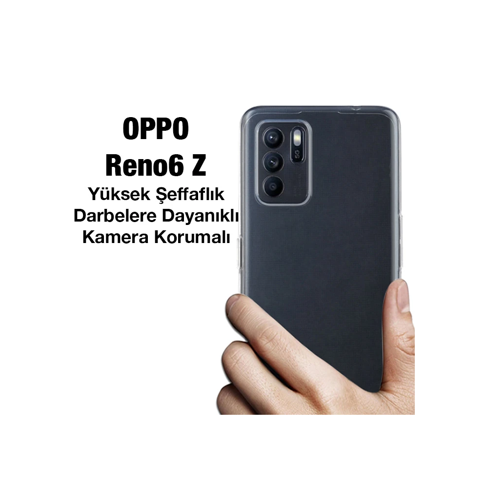 OPPO Reno6 Z Kılıf Kamera Korumalı Ultra İnce Şeffaf Silikon Kılıf