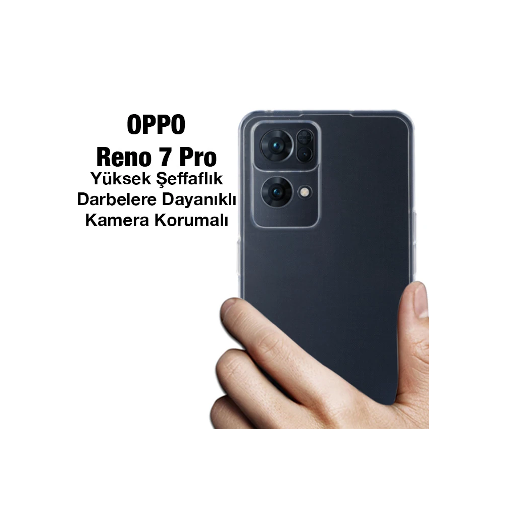 Ally OPPO Reno 7 Pro Kılıf Kamera Korumalı Ultra İnce Şeffaf Silikon K