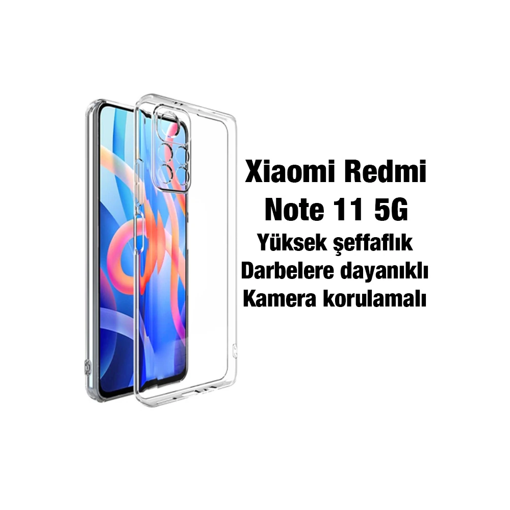 Ally Xiaomi Redmi Note 11 5G Kılıf Kamera Korumalı Ultra İnce Şeffaf S
