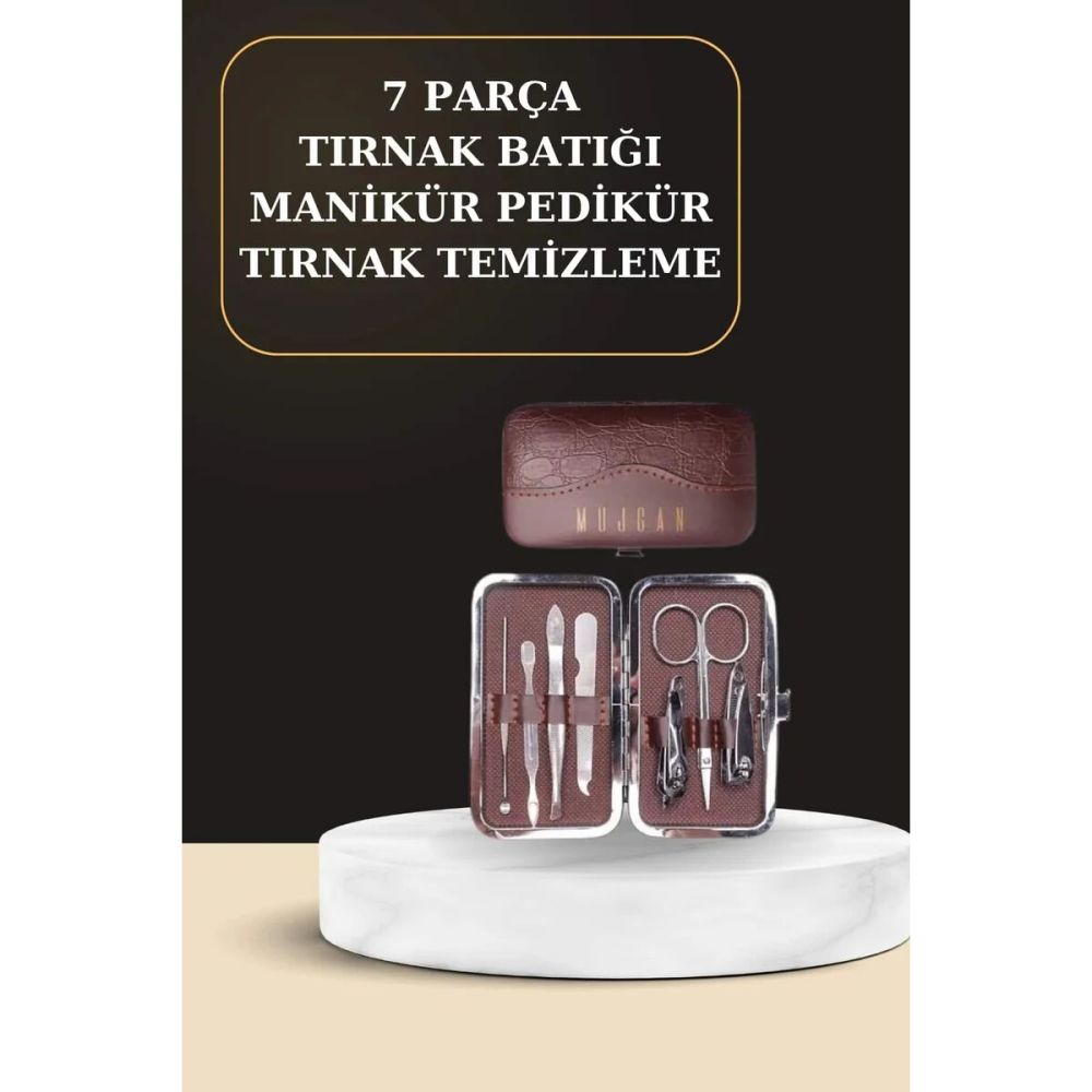 7 Parça Manikür Pedikür Seti El Ayak Bakımı Çantalı Paslanmaz Çelik