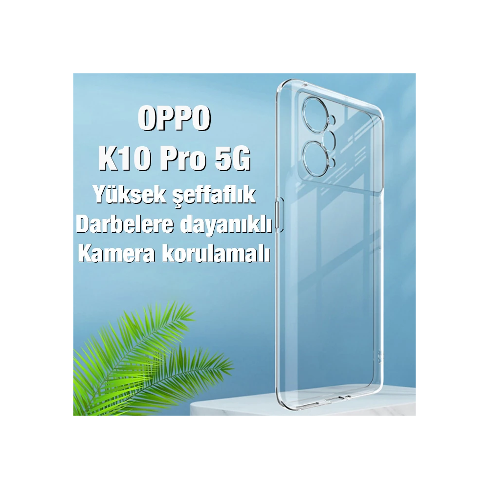 Ally OPPO K10 Pro 5G Kılıf Kamera Korumalı Ultra İnce Şeffaf Silikon K