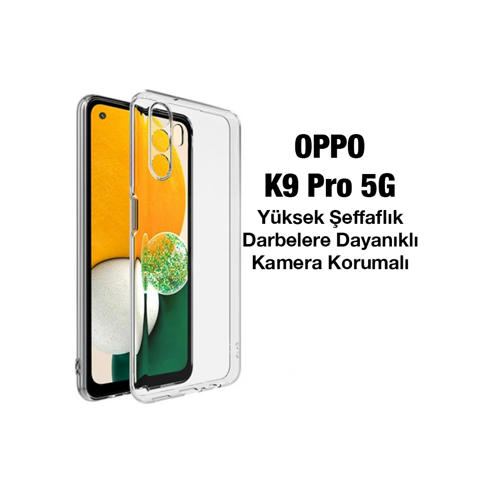 Ally OPPO K9 Pro 5G Kılıf Kamera Korumalı Ultra İnce Şeffaf Silikon Kı