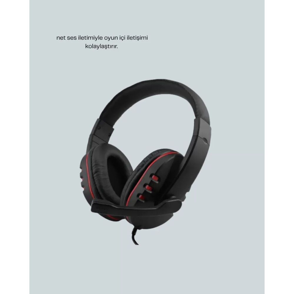 Kırmızı Kulaklık Stereo Mikrofonlu Dayanıklı Örgü Kablolu