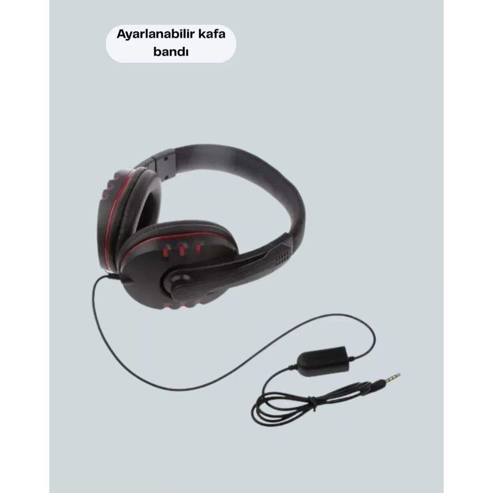 Kırmızı Kulaklık Stereo Mikrofonlu Dayanıklı Örgü Kablolu