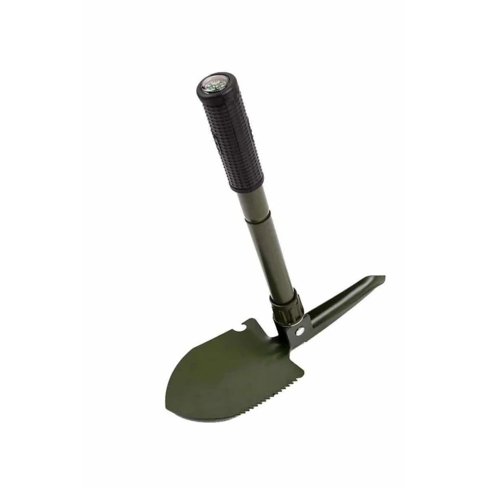 Pusulalı Katlanabilen Portatif Çantalı Mini Kazma Kürek Seti