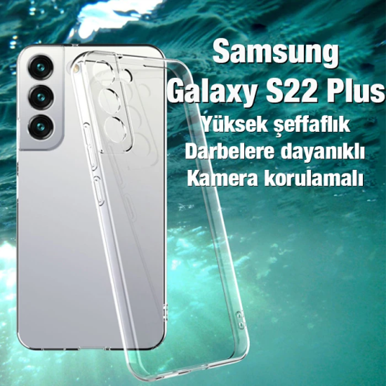 Ally SM Galaxy S22 Plus Kılıf Kamera Korumalı Ultra İnce Şeffaf Siliko