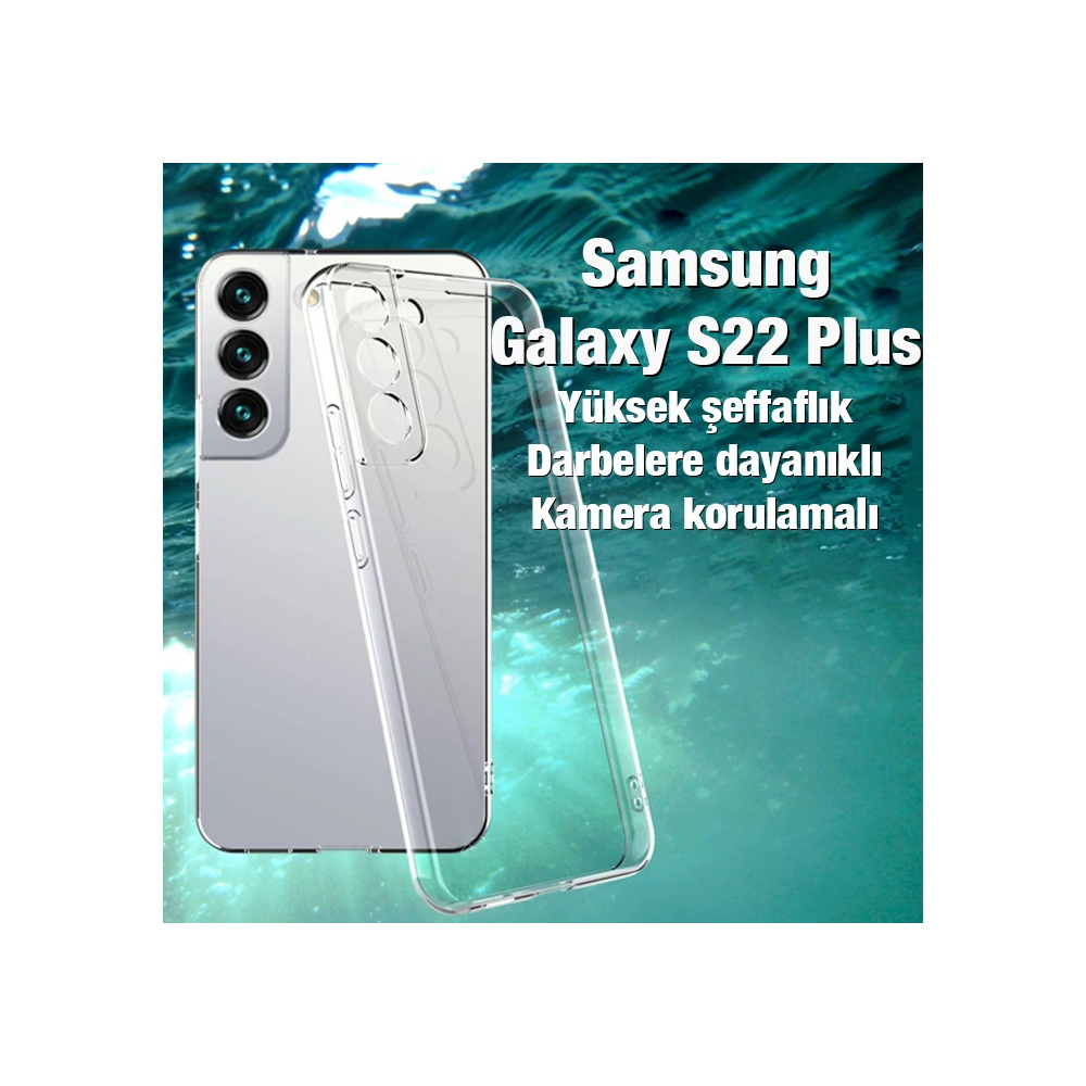 Ally SM Galaxy S22 Plus Kılıf Kamera Korumalı Ultra İnce Şeffaf Siliko