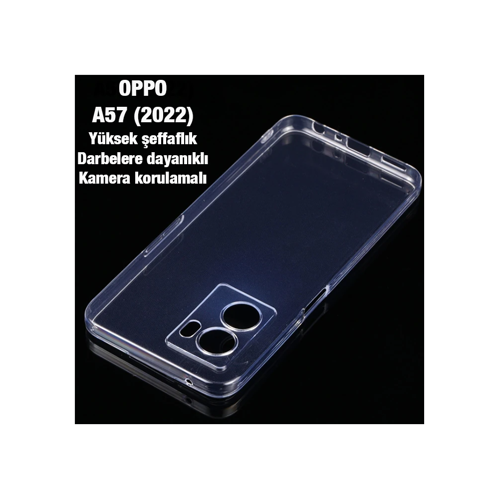 Ally OPPO A57 (2022) Kılıf Kamera Korumalı Ultra İnce Şeffaf Silikon K