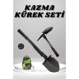 Kazma Kürek Seti Pusulalı Katlanır Portatif Kazma Kürek Seti Çok Fonks