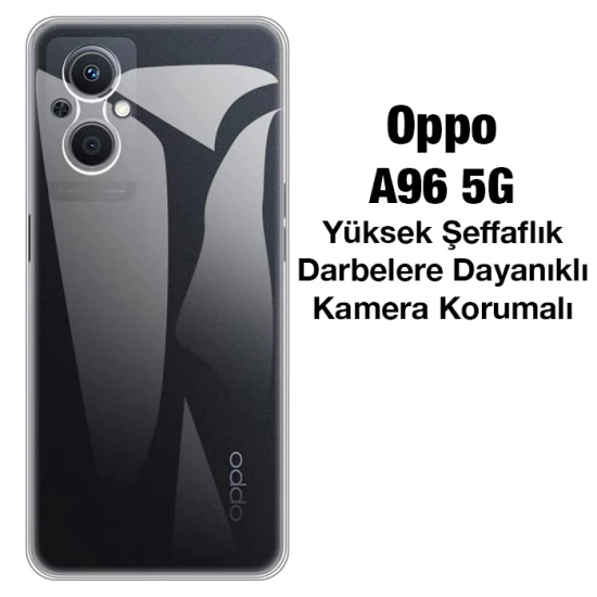 Ally OPPO A96 5G Kılıf Kamera Korumalı Ultra İnce Şeffaf Silikon Kılıf
