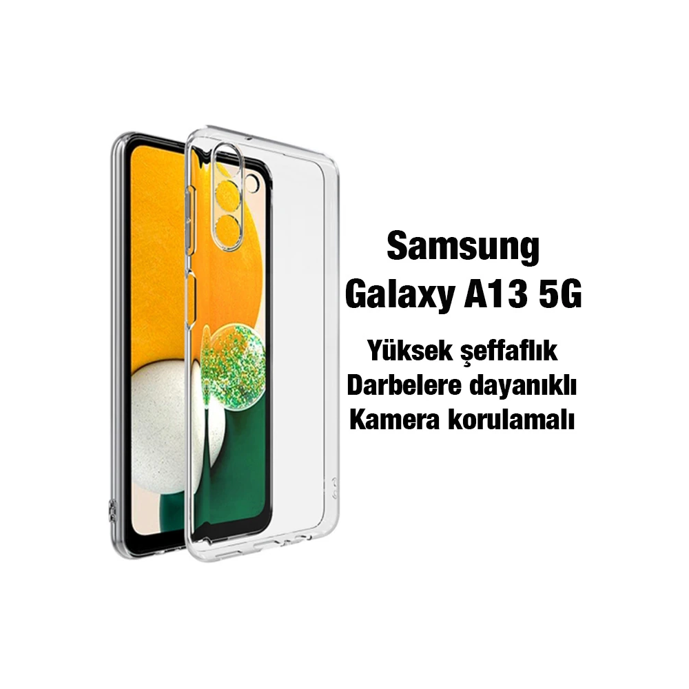 Ally SM Galaxy A13 5G Kılıf Kamera Korumalı Ultra İnce Şeffaf Silikon