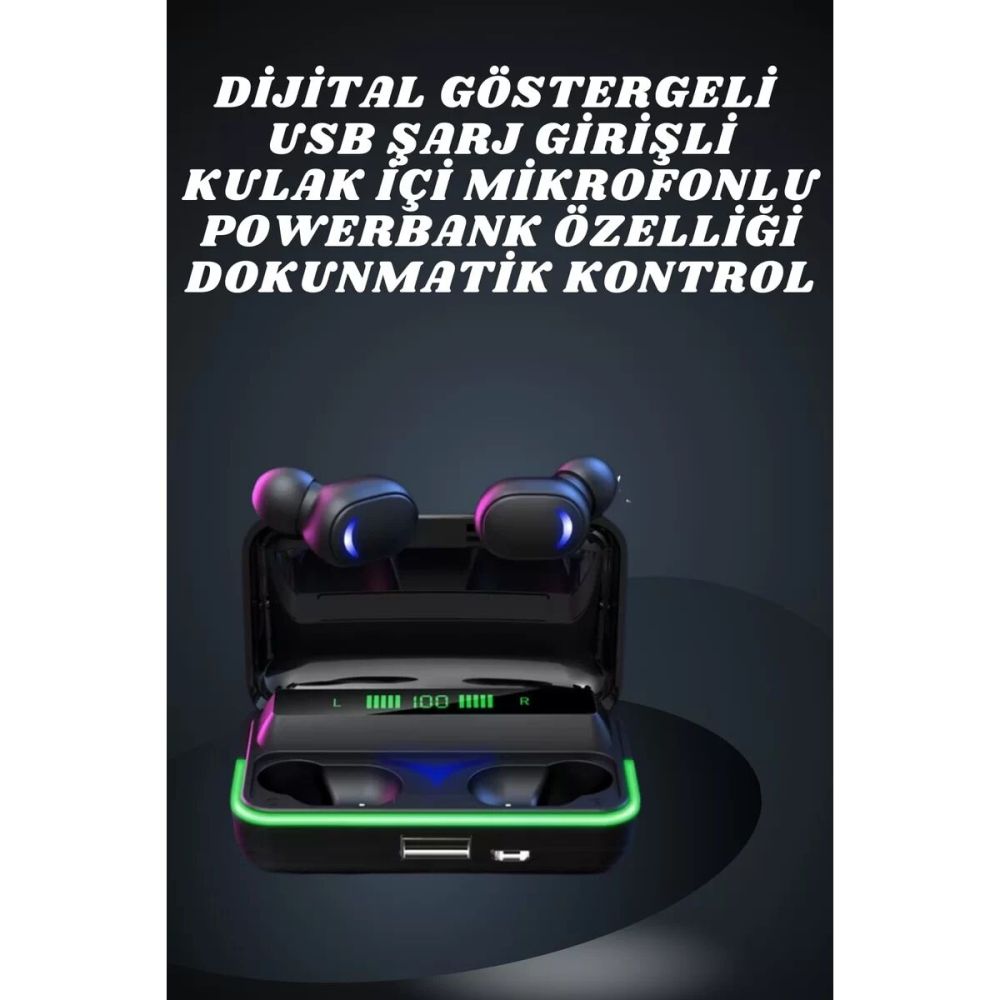 İkili Bluetooth Kulaklık Dijital Göstergeli Uzun Pil Ömrü Yüksek Ses K