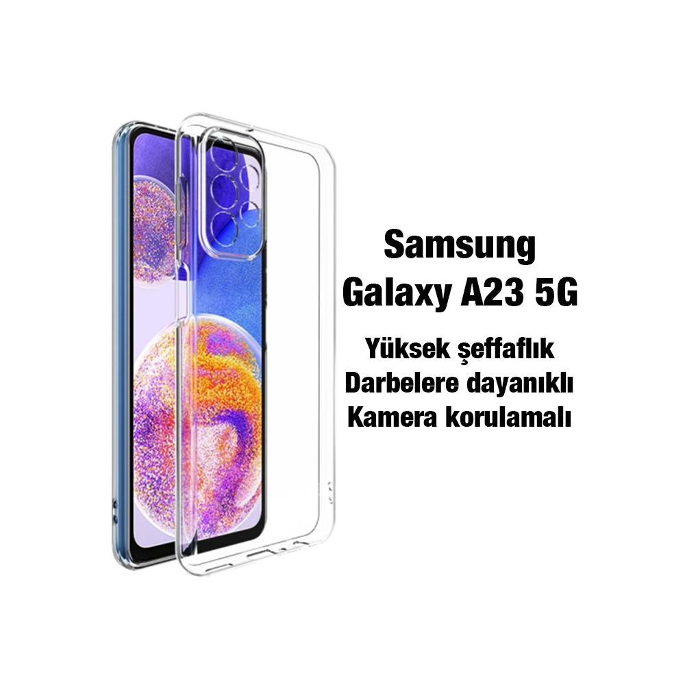 Ally SM Galaxy A23 5G Kılıf Kamera Korumalı Ultra İnce Şeffaf Silikon 
