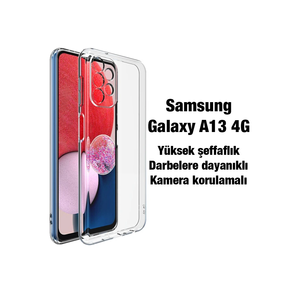 Ally SM Galaxy A13 4G Kılıf Kamera Korumalı Ultra İnce Şeffaf Silikon