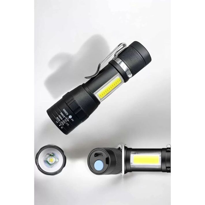 El Feneri Led USB Şarjlı Zoom Mini Led Işık Acil Durum Feneri