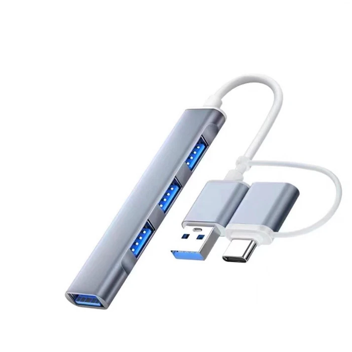 ALLY A-806 4in1 Type-C + USB Girişli USB 3.0 Çoğaltıcı Hub Adaptör Çev