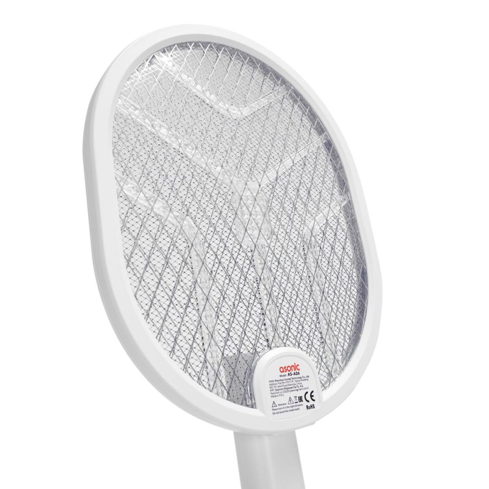 ASONIC AS-A26, Beyaz, 3000V, Raket Tipi, UV Mor Işıklı, 1200mAh, Batar