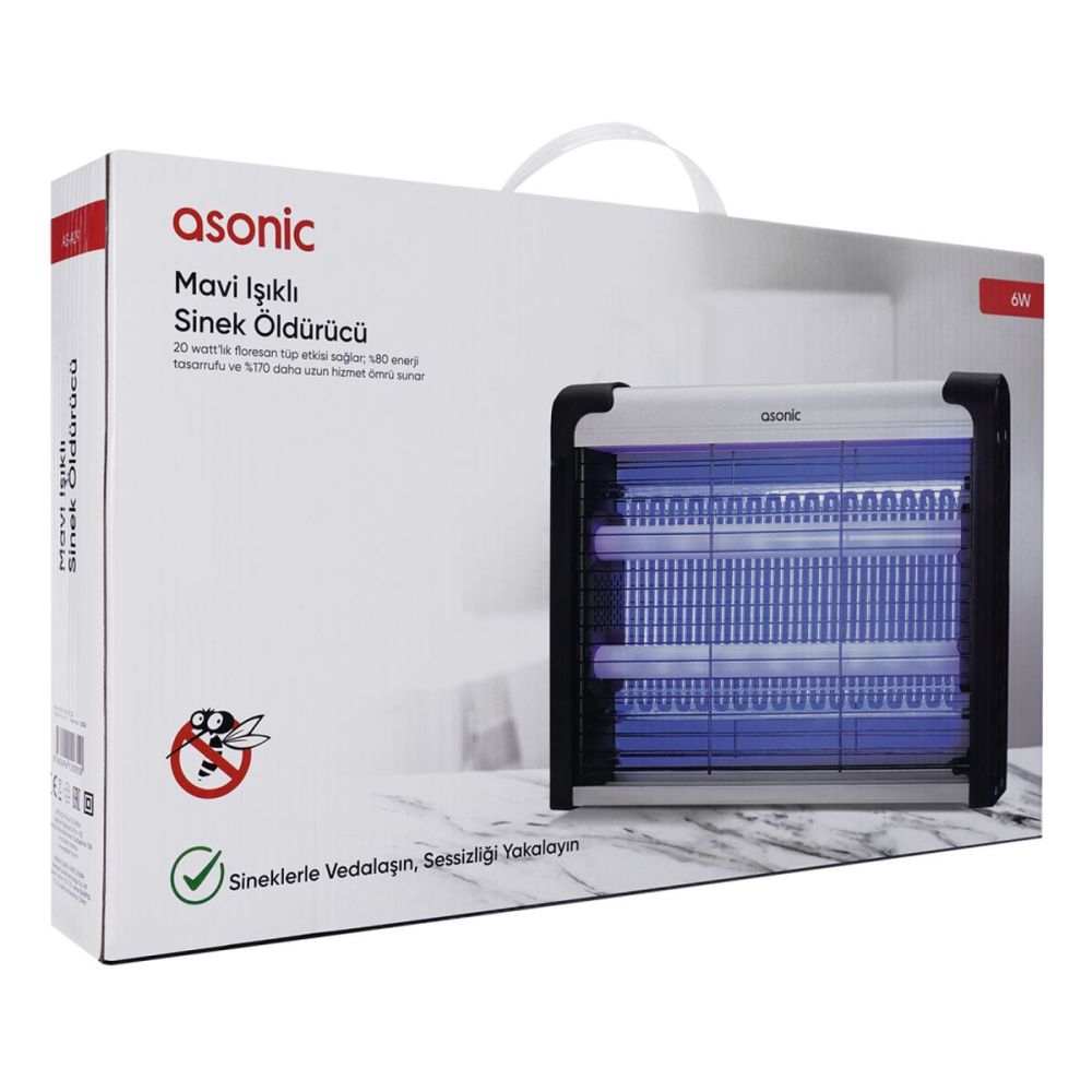 ASONIC AS-A29, Siyah, 6W, 2000V, Masaüstü, Zincir Askılı, 2adet UV Mor