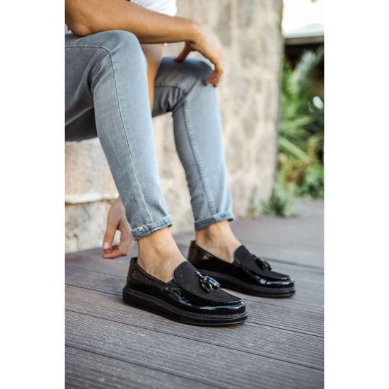 CH002 - RST Loafer Verniciata Erkek Ayakkabı SIYAH