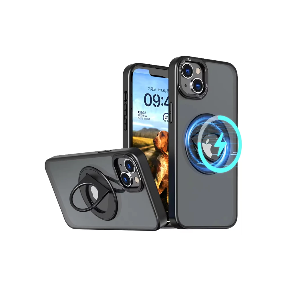 ALLY iPhone 14 Plus İçin Magsafe Uyumlu Yüzük Standlı Manyetik Silikon