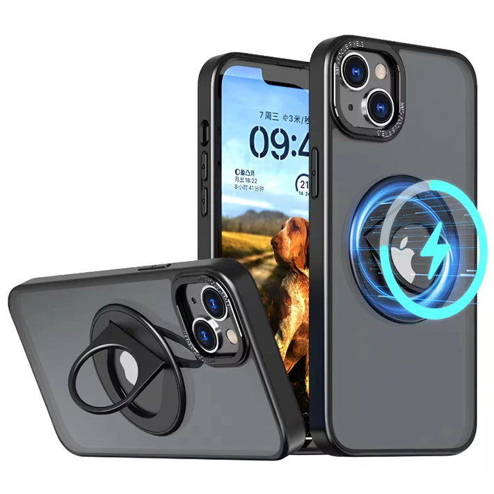ALLY iPhone 14 Plus İçin Magsafe Uyumlu Yüzük Standlı Manyetik Silikon