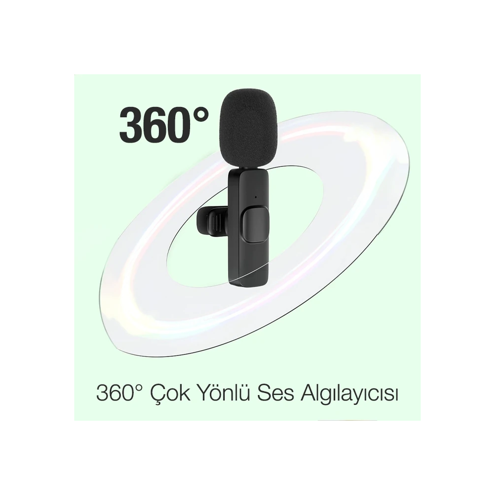 Ally K8 Lightning iPhone Tak Konuş Wireless Kablosuz Mini Yaka Mikrofo