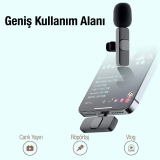 Ally K8 Lightning iPhone Tak Konuş Wireless Kablosuz Mini Yaka Mikrofo