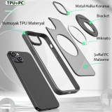 ALLY iPhone 14 Plus İçin Magsafe Uyumlu Yüzük Standlı Manyetik Silikon