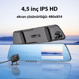 Hoco DV4 DVR Ön Ve Arka Sürüş Kaydedici 45 İnç LCD Dikiz Aynası Araç k