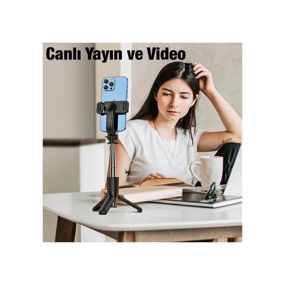 HOCO K17 Bluetooth Uzaktan Kontrol Selfie Çubuğu Tripod Mini Canlı Yay
