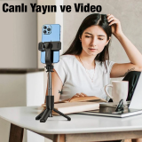 HOCO K17 Bluetooth Uzaktan Kontrol Selfie Çubuğu Tripod Mini Canlı Yay